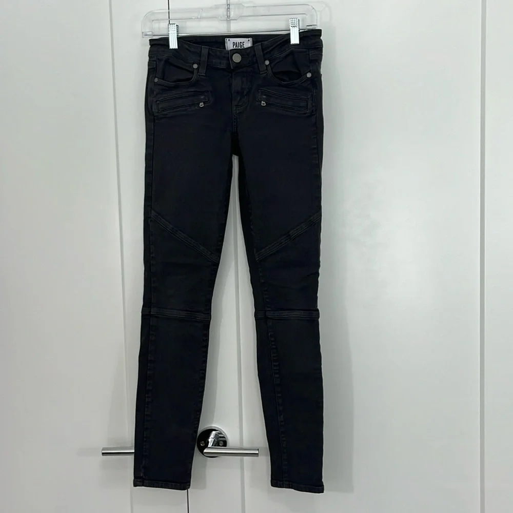 Paige Size 26 Gray Low Rise Skinny Jeans with Zip Pockets - Picture 2 of 11